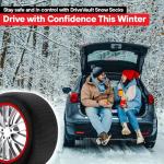 DRIVE VAULT Snow Socks for Tires | Alternative for Tire Snow Chains | Ultra Grip Series | Reusable Snow Traction Device for Passenger Cars SUVs Trucks Winter Emergency Accessory | Safe Winter Driving