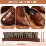 100% Horsehair Shoe Brush for Leather Care 7 Inch Large Horse Hair Brush for Boot Couch Car Interior Furniture Polishing Shining Buffing No Shedding Soft Natural Bristle Beechwood Handle Professional