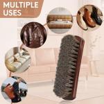 100% Horsehair Shoe Brush for Leather Care 7 Inch Large Horse Hair Brush for Boot Couch Car Interior Furniture Polishing Shining Buffing No Shedding Soft Natural Bristle Beechwood Handle Professional