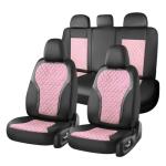 Coverado Car Seat Cover 5 Seats, Leather Seat Covers Full Set, Durable Waterproof Car Seat Protectors, Black and Pink Seat Cover, Spill-Proof Automotive Seat Covers Universal Fit for Most Cars Trucks