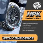 Auto Fixing Snow Chains for Car Tires, Tire Chains for Passenger Cars, Sedan, SUVs, Quick Fit & Easy Installation Snow Tire Chains, Portable Reusable Emergency Tire Traction Chain, Set of 2 (HPK-1540)