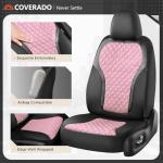 Coverado Car Seat Cover 5 Seats, Leather Seat Covers Full Set, Durable Waterproof Car Seat Protectors, Black and Pink Seat Cover, Spill-Proof Automotive Seat Covers Universal Fit for Most Cars Trucks