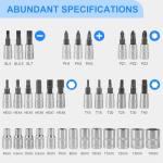 nkpyln 46PCS 1/4 Inches Ratchet Socket Wrench Set, Metric Socket Ratchet Wrenches Set, Ratcheting Wrench Tool Sets for Men, Premium Small Car Tool Kit for Automotive, Household Maintenance and Repairs