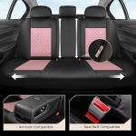 Coverado Car Seat Cover 5 Seats, Leather Seat Covers Full Set, Durable Waterproof Car Seat Protectors, Black and Pink Seat Cover, Spill-Proof Automotive Seat Covers Universal Fit for Most Cars Trucks