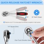 nkpyln 46PCS 1/4 Inches Ratchet Socket Wrench Set, Metric Socket Ratchet Wrenches Set, Ratcheting Wrench Tool Sets for Men, Premium Small Car Tool Kit for Automotive, Household Maintenance and Repairs