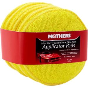 Mothers Microfiber Polishing Pad and Cleaning Pads for Car Detailing, 5 Inch Diameter, Yellow, 6 Pack
