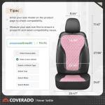 Coverado Car Seat Cover 5 Seats, Leather Seat Covers Full Set, Durable Waterproof Car Seat Protectors, Black and Pink Seat Cover, Spill-Proof Automotive Seat Covers Universal Fit for Most Cars Trucks