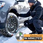 Auto Fixing Snow Chains for Car Tires, Tire Chains for Passenger Cars, Sedan, SUVs, Quick Fit & Easy Installation Snow Tire Chains, Portable Reusable Emergency Tire Traction Chain, Set of 2 (HPK-1540)