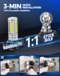 Marsauto 5202 Led Fog Light Bulbs, 12,000 LM 360° Illumination Upgraded 60 Pcs Chips 5201 PS24W Fog Lights Led, 6500K White Strong Penetration 5201 Fog Light Bulb for Car, Pack of 2