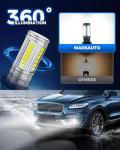 Marsauto 5202 Led Fog Light Bulbs, 12,000 LM 360° Illumination Upgraded 60 Pcs Chips 5201 PS24W Fog Lights Led, 6500K White Strong Penetration 5201 Fog Light Bulb for Car, Pack of 2