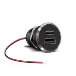 Obeaming 12V USB Outlet All-Aluminum QC 3.0 USB-A & USB-C PD3.0 Dual Fast Car Charger Socket, Recessed Mount Car USB Port for Car Truck Boat RV Camper Van Trailer (Small Version)