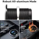 Obeaming 12V USB Outlet All-Aluminum QC 3.0 USB-A & USB-C PD3.0 Dual Fast Car Charger Socket, Recessed Mount Car USB Port for Car Truck Boat RV Camper Van Trailer (Small Version)