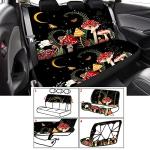 Riakrum 17 Pcs Mushroom Car Seat Covers Car Accessories Full Set for Women Men Automotive Rear Front Seat Protector View Mirror Hanging Ornament Steer Wheel Belt Cover(Forest Mushroom)