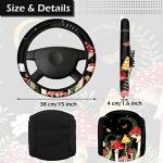 Riakrum 17 Pcs Mushroom Car Seat Covers Car Accessories Full Set for Women Men Automotive Rear Front Seat Protector View Mirror Hanging Ornament Steer Wheel Belt Cover(Forest Mushroom)