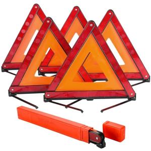 NYXOVA Warning Triangle Kit, Reflective Warning Road Safety Triangle Kit, Foldable Safety Triangle Kit Road Emergency Warning Reflector (5 Pack)