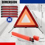 NYXOVA Warning Triangle Kit, Reflective Warning Road Safety Triangle Kit, Foldable Safety Triangle Kit Road Emergency Warning Reflector (5 Pack)