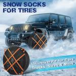 Orceed Snow Socks for Tires, Universal Fit for Cars Trucks SUVs, Winter Anti-Slip Traction Tire Socks for Snow & Ice Roads, Easy Install Reusable Automotive Tire Snow Socks, J04