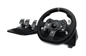 Logitech G920 Driving Force Racing Wheel and Floor Pedals, Real Force Feedback, Stainless Steel Paddle Shifters, Leather Steering Wheel Cover for Xbox Series X|S, Xbox One, PC, Mac - Black