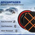 Orceed Snow Socks for Tires, Universal Fit for Cars Trucks SUVs, Winter Anti-Slip Traction Tire Socks for Snow & Ice Roads, Easy Install Reusable Automotive Tire Snow Socks, J04