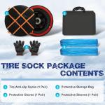 Orceed Snow Socks for Tires, Universal Fit for Cars Trucks SUVs, Winter Anti-Slip Traction Tire Socks for Snow & Ice Roads, Easy Install Reusable Automotive Tire Snow Socks, J04