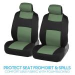 BDK PolyPro Car Seat Covers Full Set in Green on Black, Front and Rear Split Bench Seat Covers for Cars, Easy to Install Car Seats Cover Set and Accessories for Auto Trucks Van SUV - Green