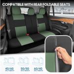 BDK PolyPro Car Seat Covers Full Set in Green on Black, Front and Rear Split Bench Seat Covers for Cars, Easy to Install Car Seats Cover Set and Accessories for Auto Trucks Van SUV - Green