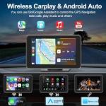 7" Wireless CarPlay Screen for Car - Apple CarPlay & Android Auto Portable Touch Screen with Backup Camera, Bluetooth, FM Transmitter, Voice Control for All Vehicles (Black)