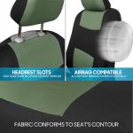 BDK PolyPro Car Seat Covers Full Set in Green on Black, Front and Rear Split Bench Seat Covers for Cars, Easy to Install Car Seats Cover Set and Accessories for Auto Trucks Van SUV - Green