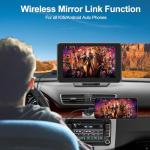 7" Wireless CarPlay Screen for Car - Apple CarPlay & Android Auto Portable Touch Screen with Backup Camera, Bluetooth, FM Transmitter, Voice Control for All Vehicles (Black)