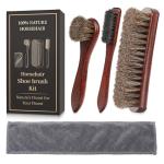 4PCS 100% Horse Hair Brush for Leather Shoe Brush Cleaning Boot Care Horse Hair Brush for Polishing Shining Buffing Dauber Applicator Suede Brush Professional Shoe Shine Brush for Cloth Car Seat Bag