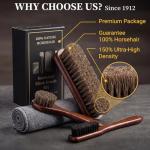 4PCS 100% Horse Hair Brush for Leather Shoe Brush Cleaning Boot Care Horse Hair Brush for Polishing Shining Buffing Dauber Applicator Suede Brush Professional Shoe Shine Brush for Cloth Car Seat Bag