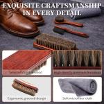 4PCS 100% Horse Hair Brush for Leather Shoe Brush Cleaning Boot Care Horse Hair Brush for Polishing Shining Buffing Dauber Applicator Suede Brush Professional Shoe Shine Brush for Cloth Car Seat Bag