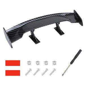 Hbxdeco Car Mini Spoiler Wing, 9.8 Inch Carbon Fiber Automotive Mini Rear Tail Wing, Vehicle Decorative Spoiler, No Drill Tiny Trunk Tail Wings, Universal Exterior Decor Car Accessories (Carbon Fiber)