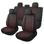 YGL Breathble Car Seat Covers Full Set, Washable Seat Covers for Cars, Premium Cloth Car Seat Protectors, Interior Covers for Cars, Sedan Van Truck SUV(Black/Red)
