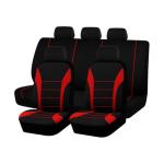 TNAIYH Car Seat Cover Full Set, Fashion Soft Sponge Vehicle Front and Rear Split Bench with Removable Headrest Cover, Breathable Auto Seat Protector, Universal for Truck SUV Sedan (Red/Black)