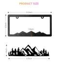 GNSZSN Mountain License Plate Frames - 2 Pack Black Plastic Car Tag Frame with 3D Mountain Design, Included Mountain Vinyl Sticker, Screws & Caps