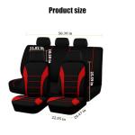 TNAIYH Car Seat Cover Full Set, Fashion Soft Sponge Vehicle Front and Rear Split Bench with Removable Headrest Cover, Breathable Auto Seat Protector, Universal for Truck SUV Sedan (Red/Black)