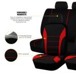 TNAIYH Car Seat Cover Full Set, Fashion Soft Sponge Vehicle Front and Rear Split Bench with Removable Headrest Cover, Breathable Auto Seat Protector, Universal for Truck SUV Sedan (Red/Black)