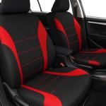 TNAIYH Car Seat Cover Full Set, Fashion Soft Sponge Vehicle Front and Rear Split Bench with Removable Headrest Cover, Breathable Auto Seat Protector, Universal for Truck SUV Sedan (Red/Black)