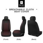 YGL Breathble Car Seat Covers Full Set, Washable Seat Covers for Cars, Premium Cloth Car Seat Protectors, Interior Covers for Cars, Sedan Van Truck SUV(Black/Red)