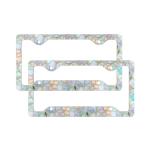 2 Pack Stained Glass Floral License Plate Frames,Colorful Wildflower Womens Cute Stainless Steel License Plate Holders Covers with Screws Fasteners Caps