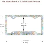 2 Pack Stained Glass Floral License Plate Frames,Colorful Wildflower Womens Cute Stainless Steel License Plate Holders Covers with Screws Fasteners Caps