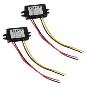 AITRIP 2PCS DC 12V to 5V 3A 15W Buck Converter Module,Reduced Voltage Regulator Car Power Converter Output Power Adapter, Wire Interface