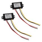 AITRIP 2PCS DC 12V to 5V 3A 15W Buck Converter Module,Reduced Voltage Regulator Car Power Converter Output Power Adapter, Wire Interface