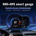 MH Head Up Display for Car, OBD2+GPS Dual System, OBD2 Gauge Display, GPS Speedometer, Tachometer, Water Temp, Volt, Overspeed Alarm Fault Diagnosis
