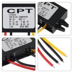 AITRIP 2PCS DC 12V to 5V 3A 15W Buck Converter Module,Reduced Voltage Regulator Car Power Converter Output Power Adapter, Wire Interface