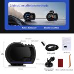 MH Head Up Display for Car, OBD2+GPS Dual System, OBD2 Gauge Display, GPS Speedometer, Tachometer, Water Temp, Volt, Overspeed Alarm Fault Diagnosis