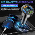 Augeny USB C Car Charger, 4 Port Auto Fast Charger with USB 66W, Cigarette Lighter USB Automotive Adapter Compatible with Most Mobile Cell Phone, Car Accessories (66W)