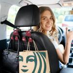 MTGOCHA Bling Car Purse Hooks 2Pcs, Durable Car Headrest Hook, Holds 44Lbs, Double-Hooks, Wide-Opening, Rhinestone Automobile Purse Hangers Holder, Bling Car Accessories for Women, Red