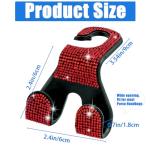 MTGOCHA Bling Car Purse Hooks 2Pcs, Durable Car Headrest Hook, Holds 44Lbs, Double-Hooks, Wide-Opening, Rhinestone Automobile Purse Hangers Holder, Bling Car Accessories for Women, Red